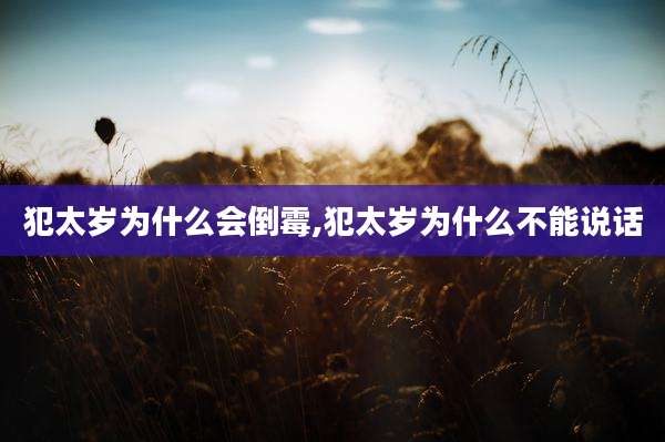 犯太岁为什么会倒霉,犯太岁为什么不能说话