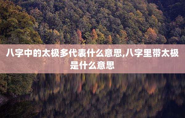 八字中的太极多代表什么意思,八字里带太极是什么意思