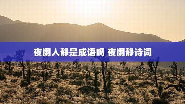 夜阑人静是成语吗 夜阑静诗词