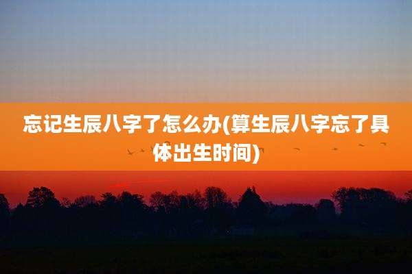 忘记生辰八字了怎么办(算生辰八字忘了具体出生时间)