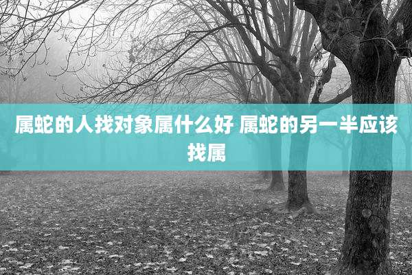 属蛇的人找对象属什么好 属蛇的另一半应该找属