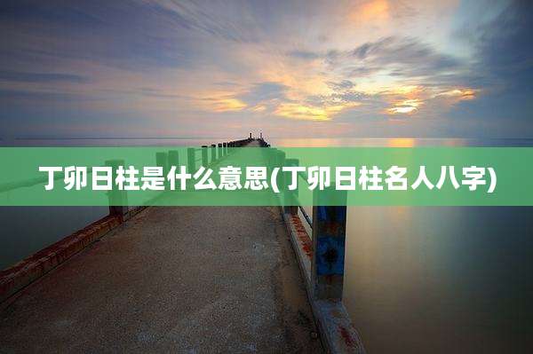 丁卯日柱是什么意思(丁卯日柱名人八字)