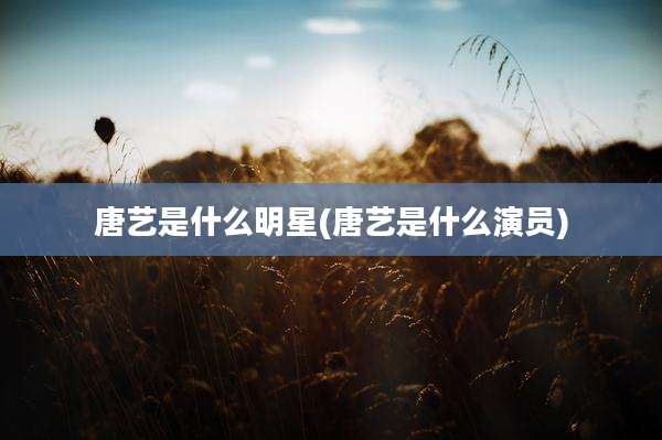 唐艺是什么明星(唐艺是什么演员)