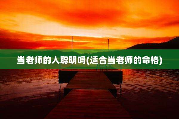 当老师的人聪明吗(适合当老师的命格)