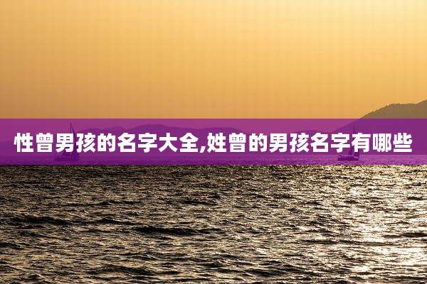 性曾男孩的名字大全,姓曾的男孩名字有哪些