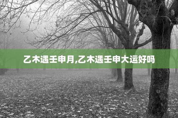乙木遇壬申月,乙木遇壬申大运好吗