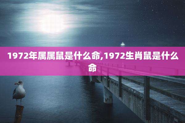 1972年属属鼠是什么命,1972生肖鼠是什么命