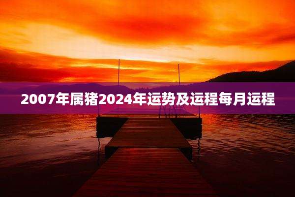 2007年属猪2024年运势及运程每月运程