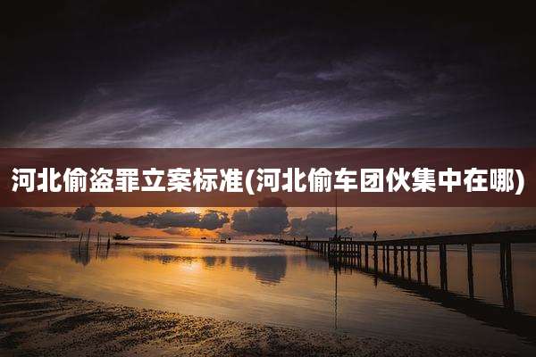 河北偷盗罪立案标准(河北偷车团伙集中在哪)