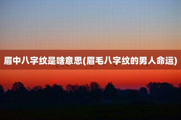 眉中八字纹是啥意思(眉毛八字纹的男人命运)