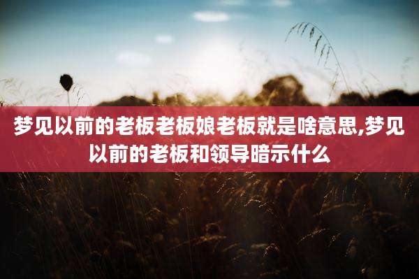 梦见以前的老板老板娘老板就是啥意思,梦见以前的老板和领导暗示什么