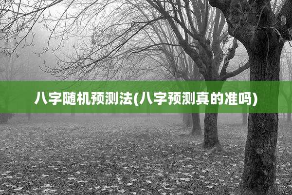 八字随机预测法(八字预测真的准吗)