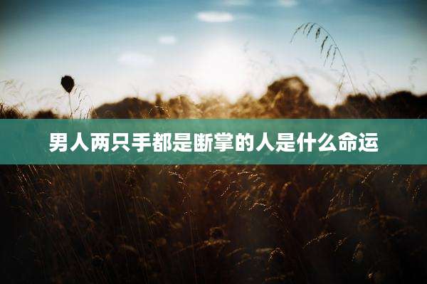 男人两只手都是断掌的人是什么命运