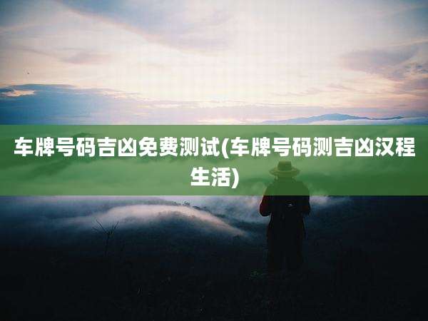 车牌号码吉凶免费测试(车牌号码测吉凶汉程生活)