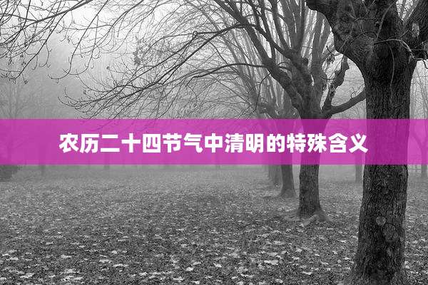 农历二十四节气中清明的特殊含义