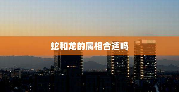 蛇和龙的属相合适吗