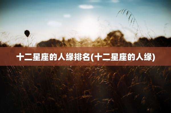 十二星座的人缘排名(十二星座的人缘)