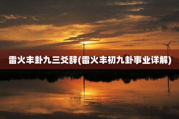 雷火丰卦九三爻辞(雷火丰初九卦事业详解)