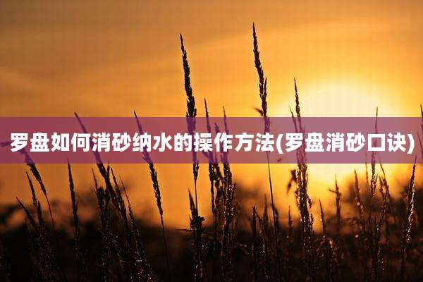 罗盘如何消砂纳水的操作方法(罗盘消砂口诀)