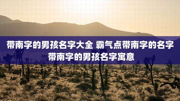 带南字的男孩名字大全 霸气点带南字的名字 带南字的男孩名字寓意