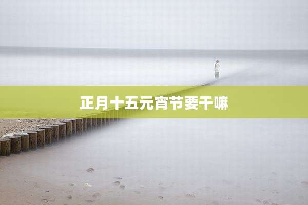 正月十五元宵节要干嘛