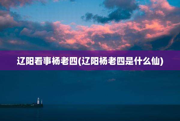 辽阳看事杨老四(辽阳杨老四是什么仙)