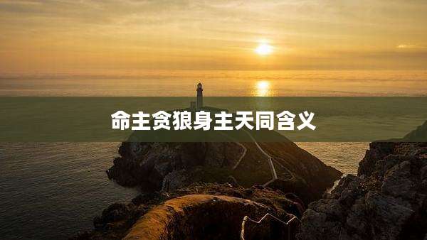 命主贪狼身主天同含义