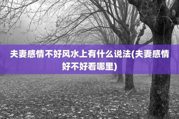 夫妻感情不好风水上有什么说法(夫妻感情好不好看哪里)