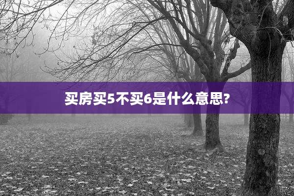 买房买5不买6是什么意思?