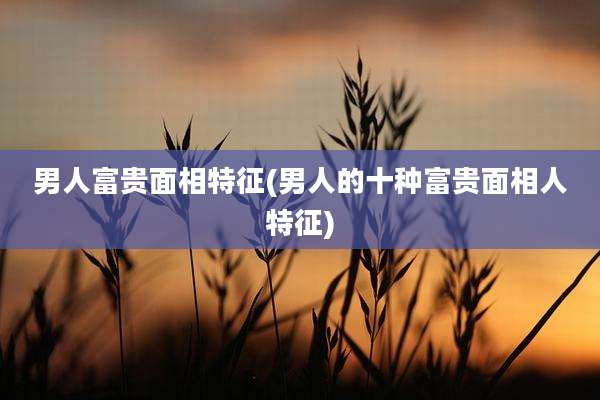 男人富贵面相特征(男人的十种富贵面相人特征)