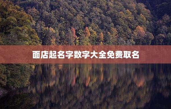 面店起名字数字大全免费取名