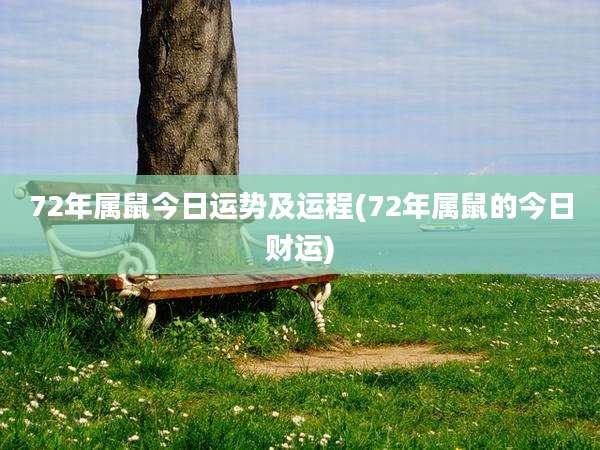 72年属鼠今日运势及运程(72年属鼠的今日财运)