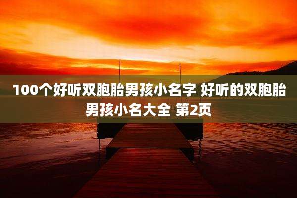 100个好听双胞胎男孩小名字 好听的双胞胎男孩小名大全 第2页