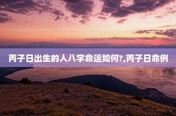 丙子日出生的人八字命运如何?,丙子日命例