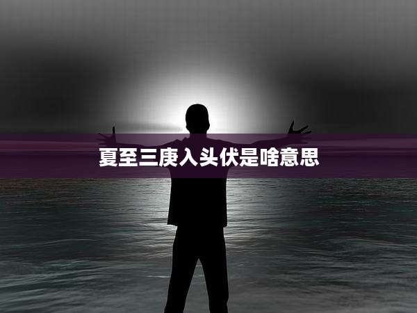 夏至三庚入头伏是啥意思