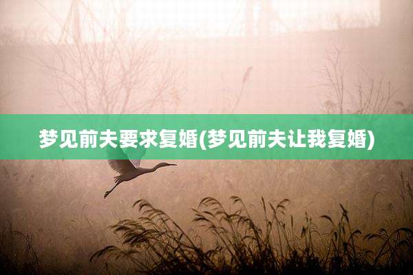 梦见前夫要求复婚(梦见前夫让我复婚)