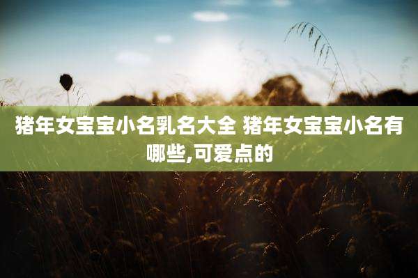 猪年女宝宝小名乳名大全 猪年女宝宝小名有哪些,可爱点的