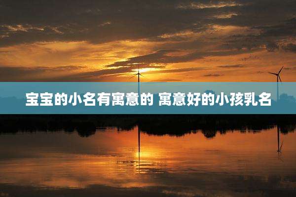 宝宝的小名有寓意的 寓意好的小孩乳名