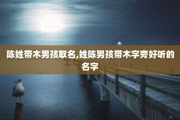 陈姓带木男孩取名,姓陈男孩带木字旁好听的名字