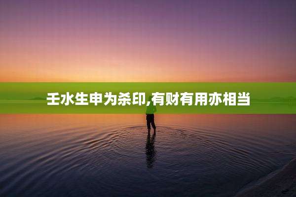 壬水生申为杀印,有财有用亦相当