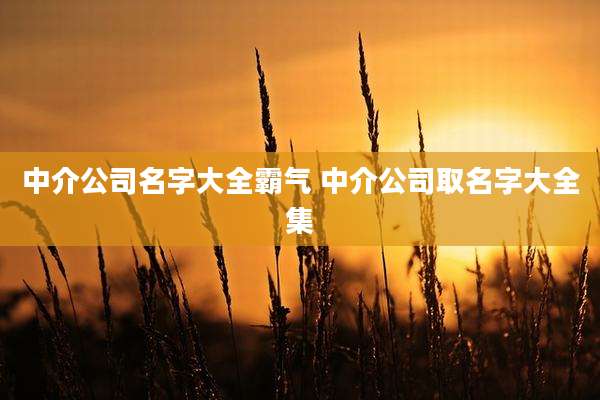 中介公司名字大全霸气 中介公司取名字大全集