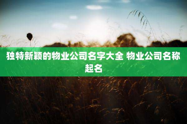 独特新颖的物业公司名字大全 物业公司名称起名