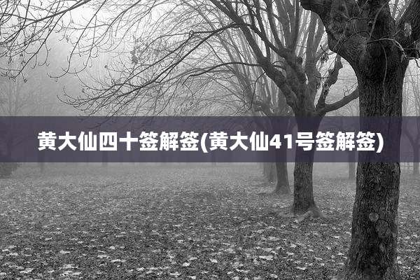 黄大仙四十签解签(黄大仙41号签解签)