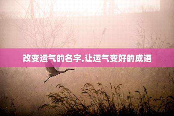 改变运气的名字,让运气变好的成语