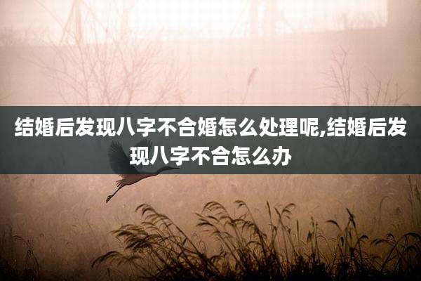 结婚后发现八字不合婚怎么处理呢,结婚后发现八字不合怎么办