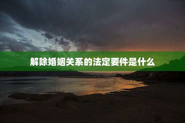 解除婚姻关系的法定要件是什么
