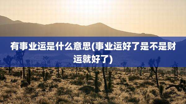 有事业运是什么意思(事业运好了是不是财运就好了)