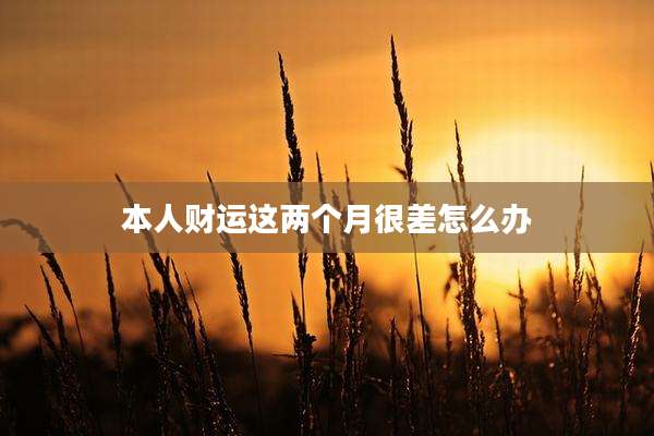 本人财运这两个月很差怎么办