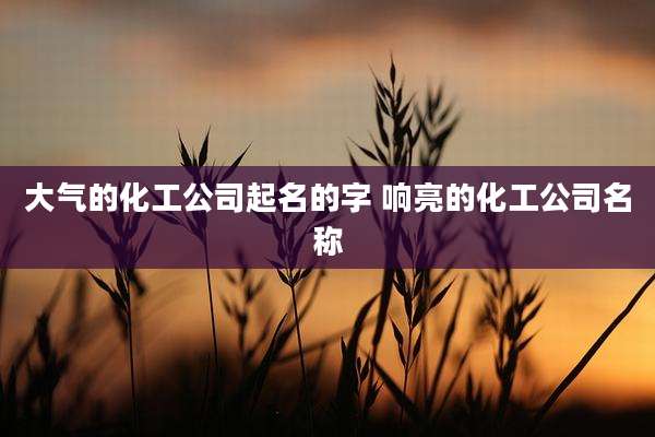 大气的化工公司起名的字 响亮的化工公司名称
