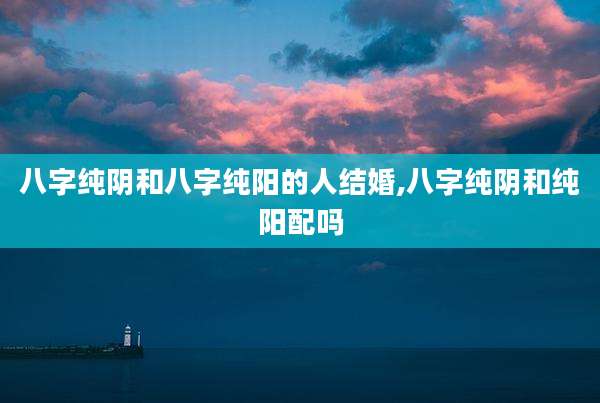 八字纯阴和八字纯阳的人结婚,八字纯阴和纯阳配吗